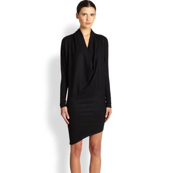 Cowl Drape Neck Wool Dress | Helmut Lang - Picture 4 of 8
